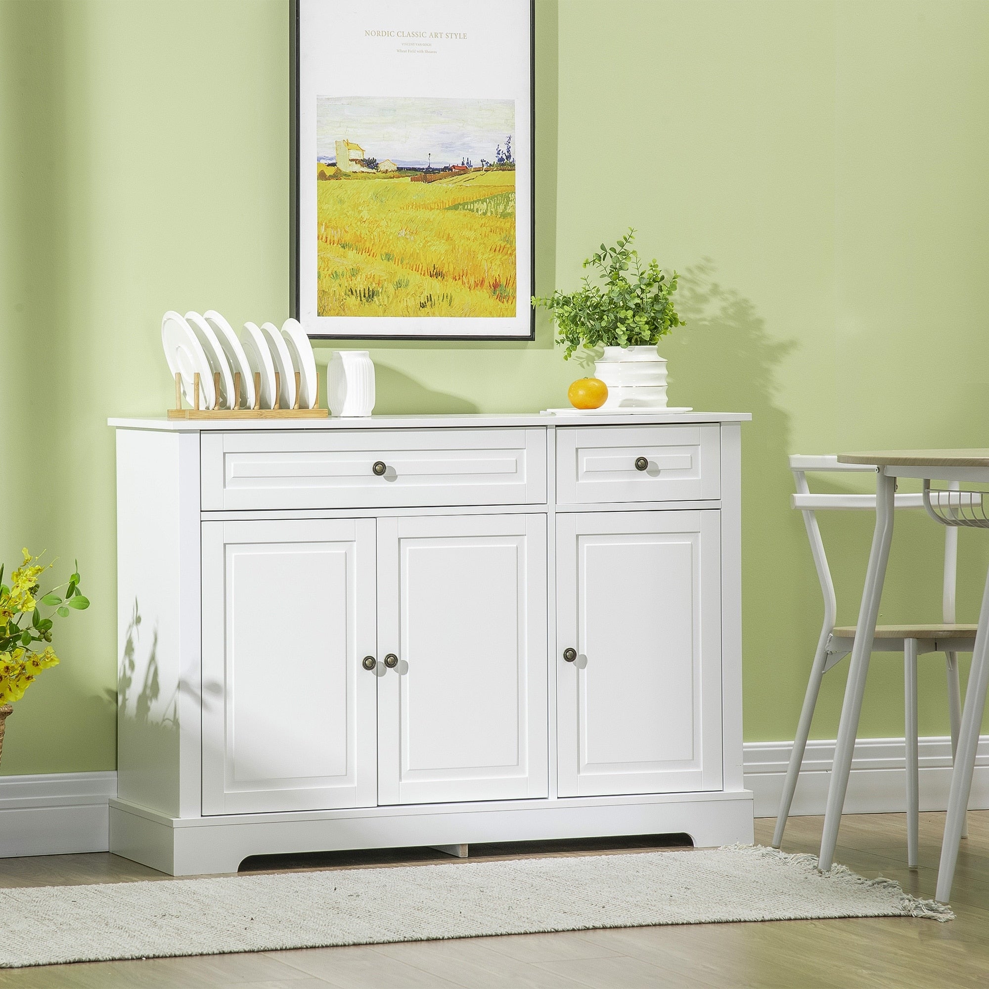 HOMCOM Credenza moderna con armadietti, 2 cassetti e ripiani regolabili, nero