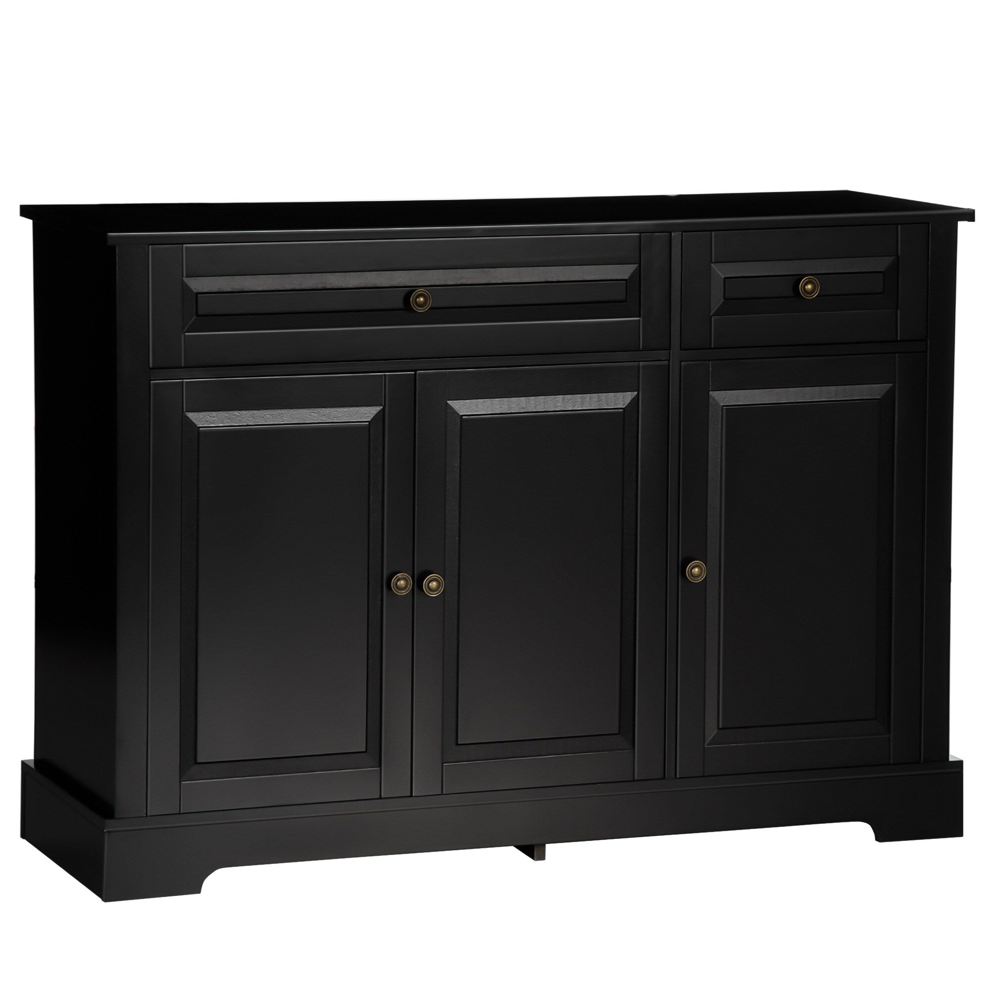 HOMCOM Credenza moderna con armadietti, 2 cassetti e ripiani regolabili, nero