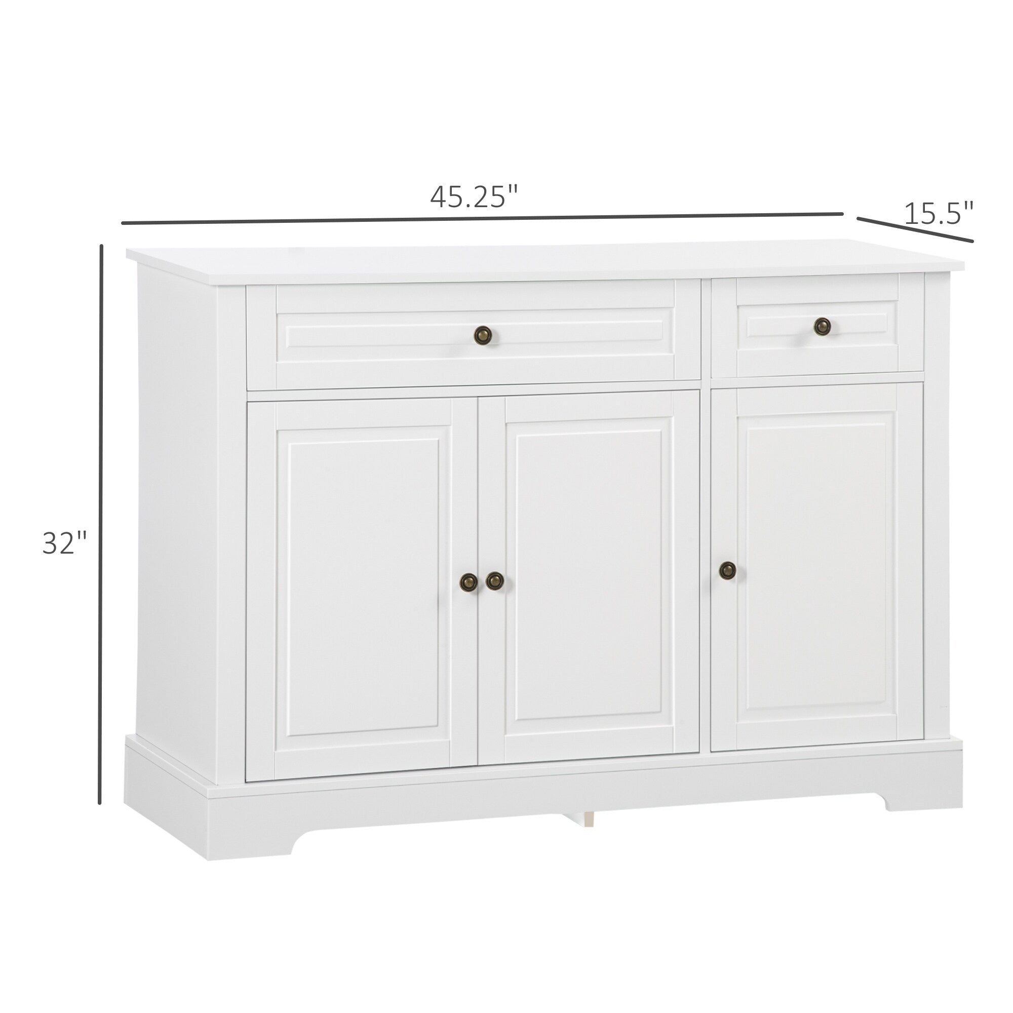 HOMCOM Credenza moderna con armadietti, 2 cassetti e ripiani regolabili, nero