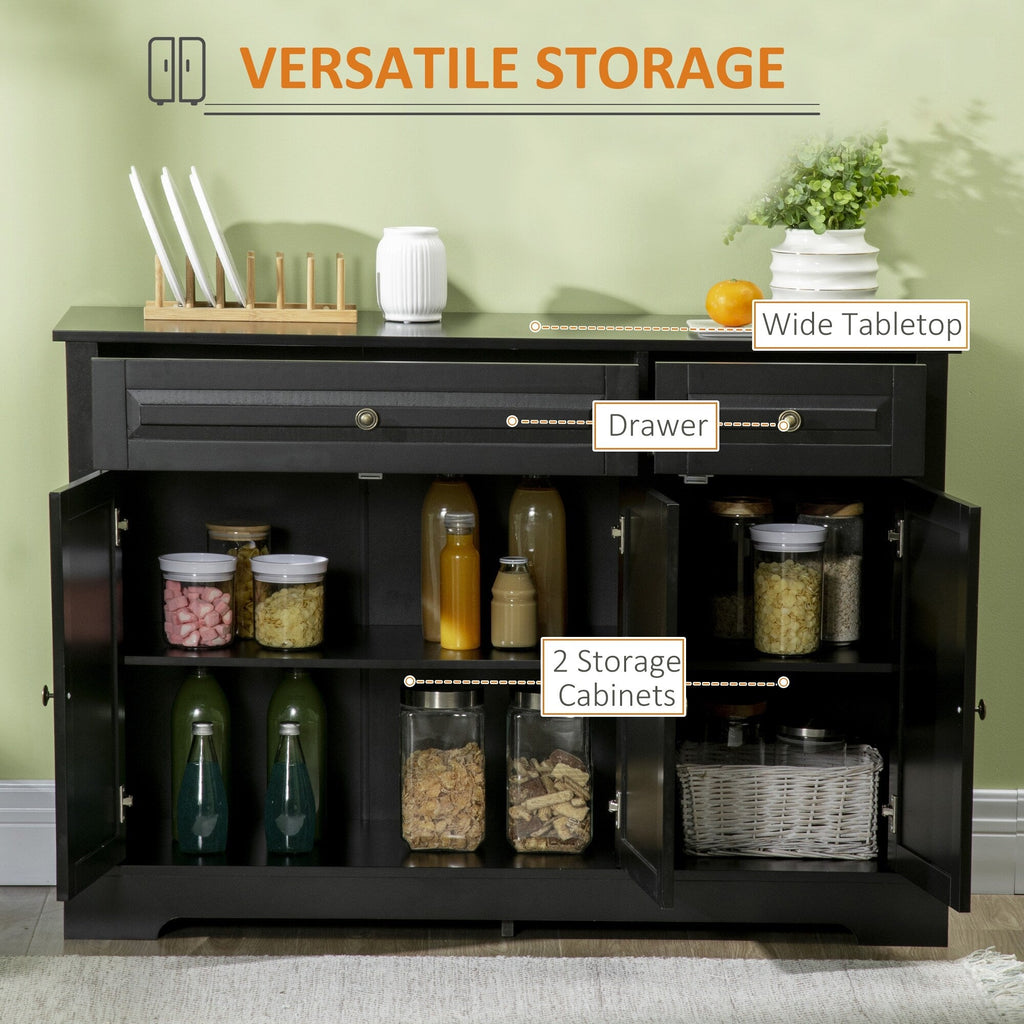 HOMCOM Credenza moderna con armadietti, 2 cassetti e ripiani regolabili, nero