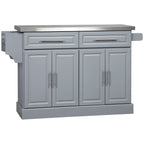 HOMCOM Isola da cucina mobile con contenitore, carrello da cucina portatile con piano in acciaio inox, grigio - N/D
