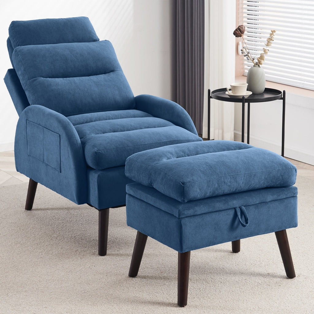 Poltrona lounge HOMYKA con schienale regolabile e pouf contenitore