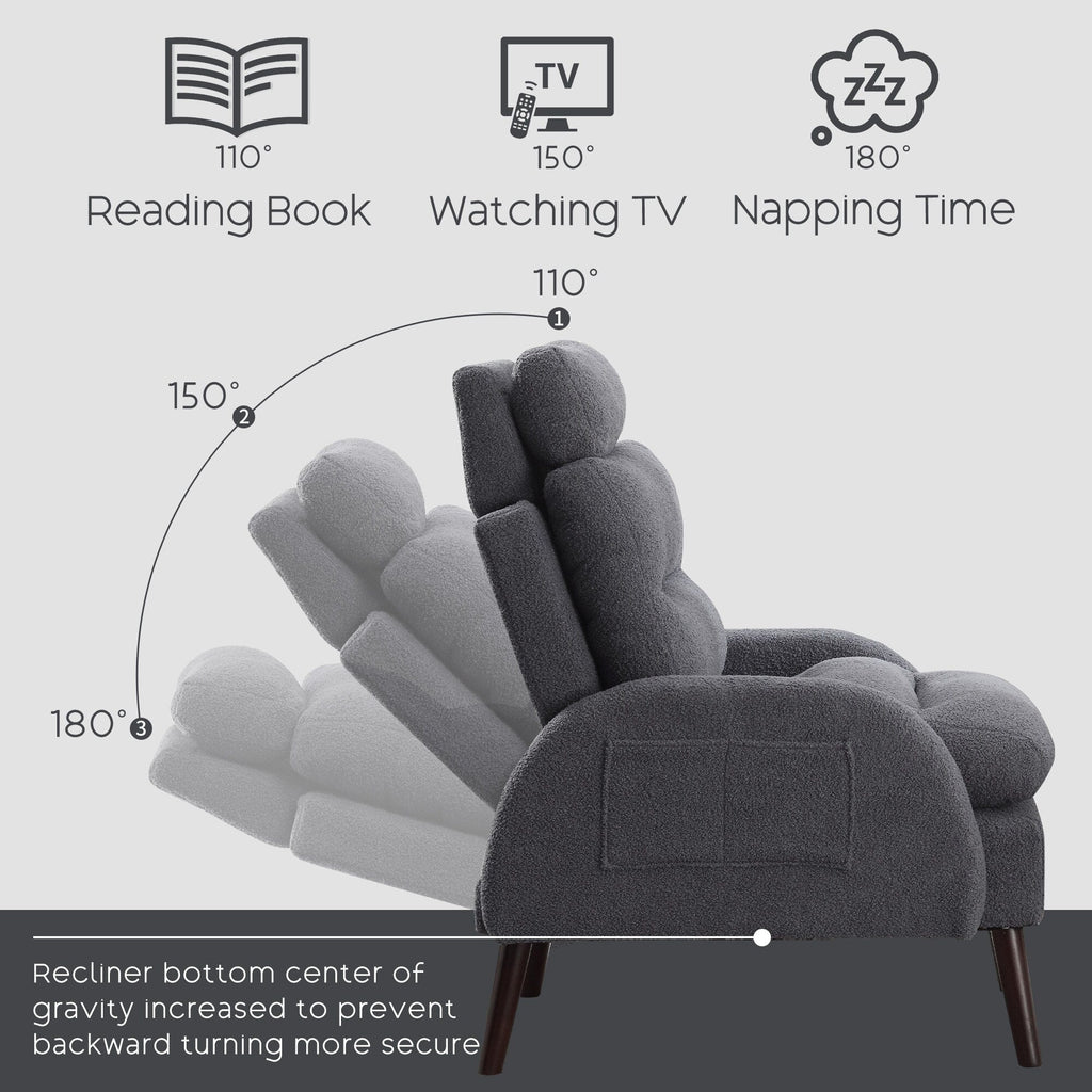 Poltrona lounge HOMYKA con schienale regolabile e pouf contenitore