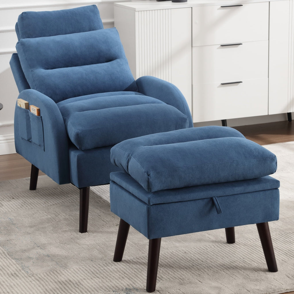 Poltrona lounge HOMYKA con schienale regolabile e pouf contenitore