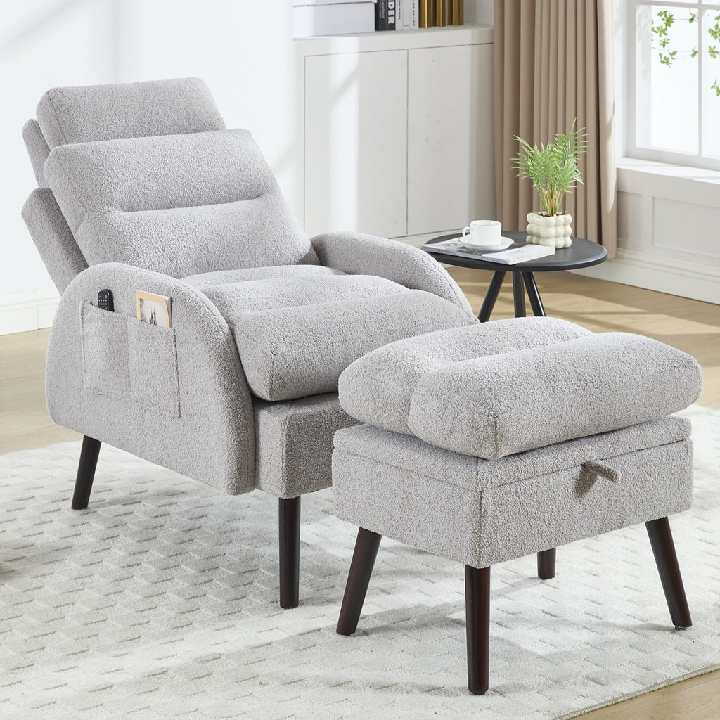 Poltrona lounge HOMYKA con schienale regolabile e pouf contenitore