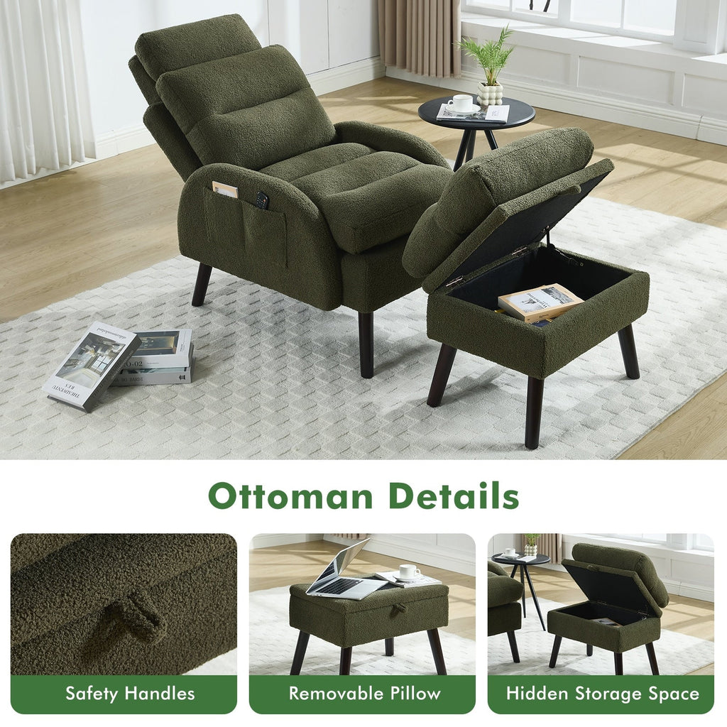 Poltrona lounge HOMYKA con schienale regolabile e pouf contenitore