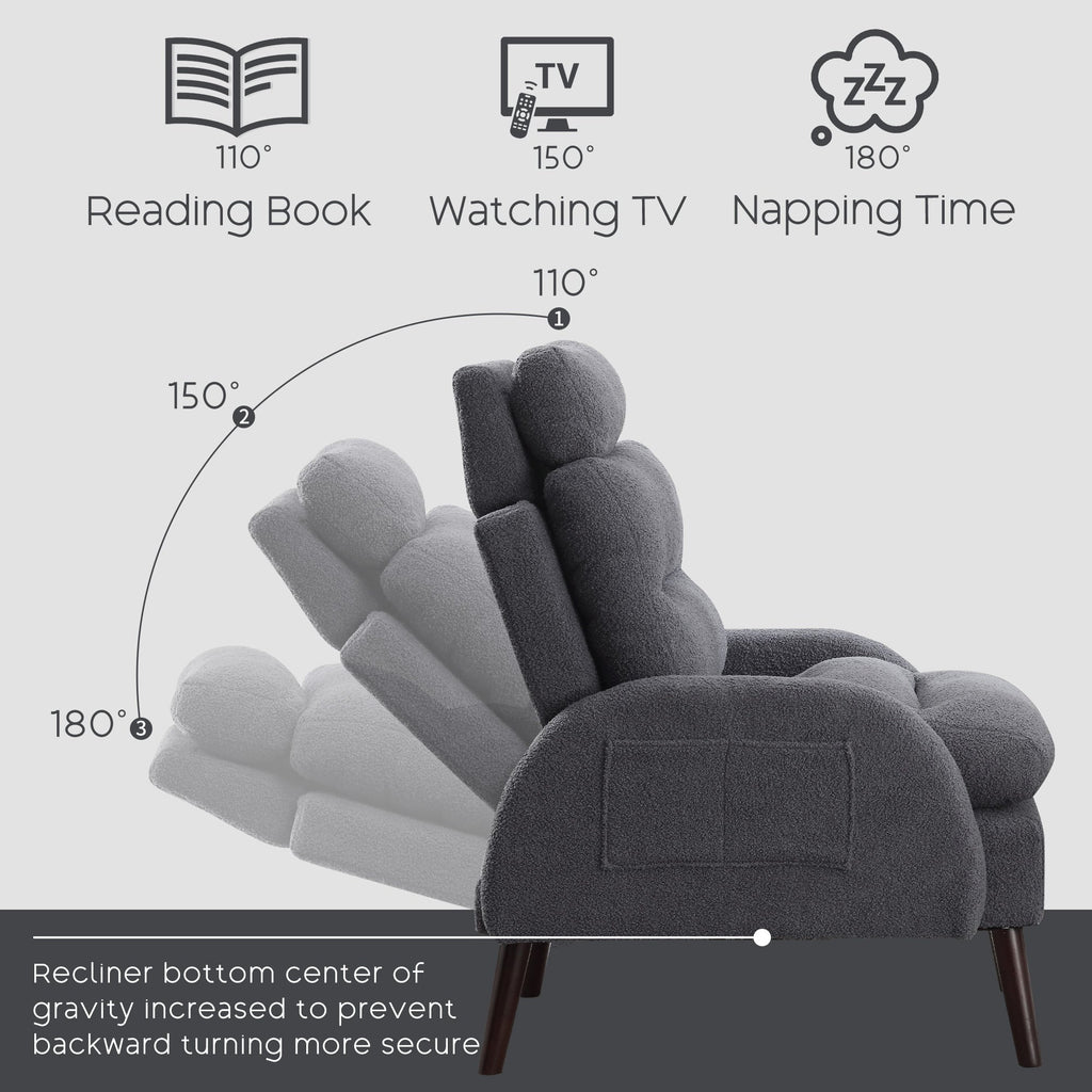 Poltrona lounge HOMYKA con schienale regolabile e pouf contenitore