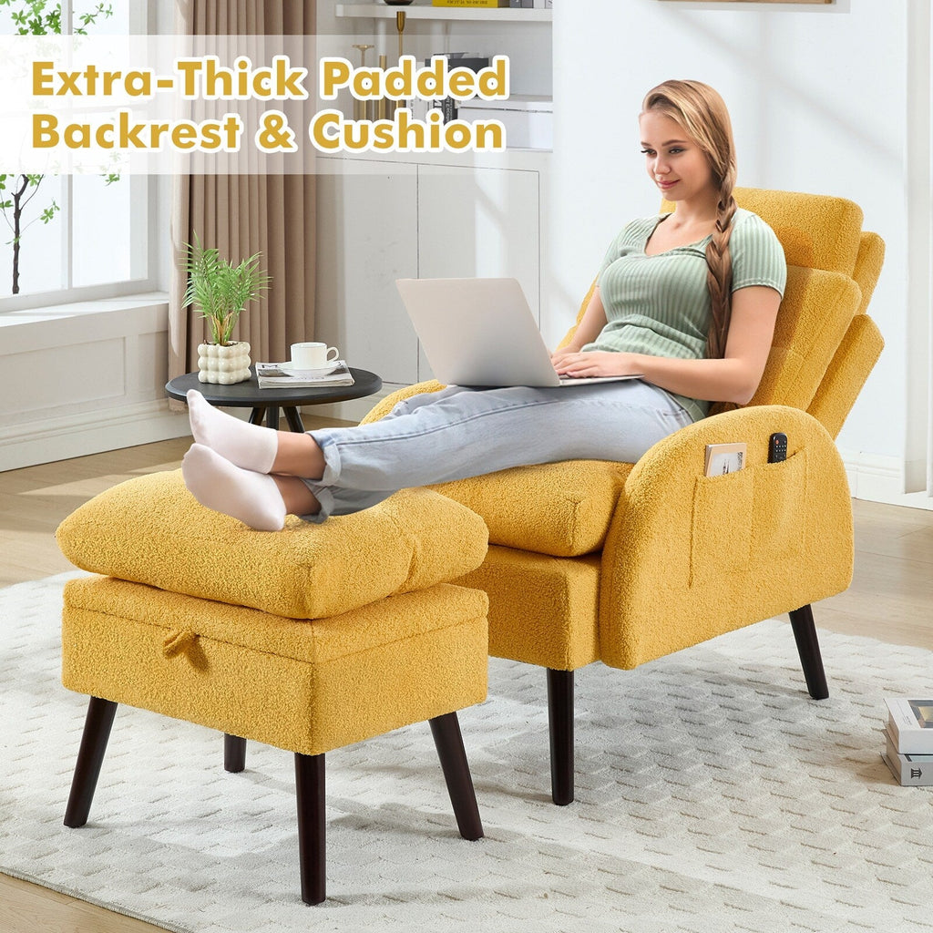 Poltrona lounge HOMYKA con schienale regolabile e pouf contenitore