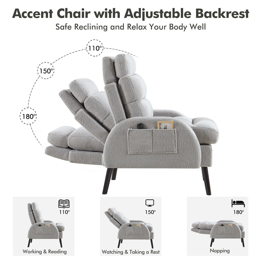 Poltrona lounge HOMYKA con schienale regolabile e pouf contenitore