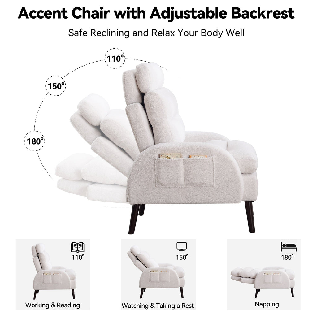 Poltrona lounge HOMYKA con schienale regolabile e pouf contenitore