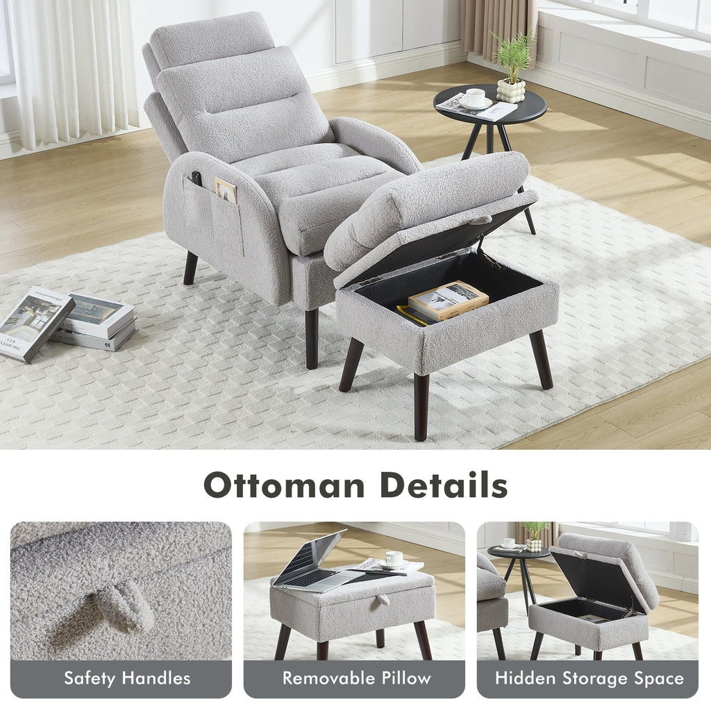Poltrona lounge HOMYKA con schienale regolabile e pouf contenitore