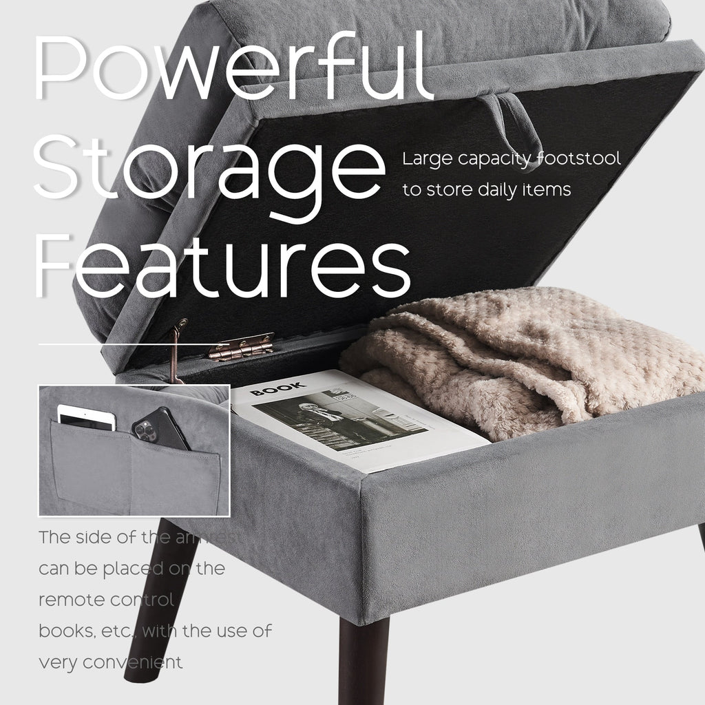 Poltrona lounge HOMYKA con schienale regolabile e pouf contenitore