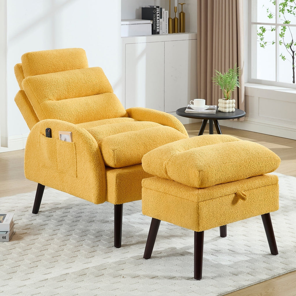 Poltrona lounge HOMYKA con schienale regolabile e pouf contenitore