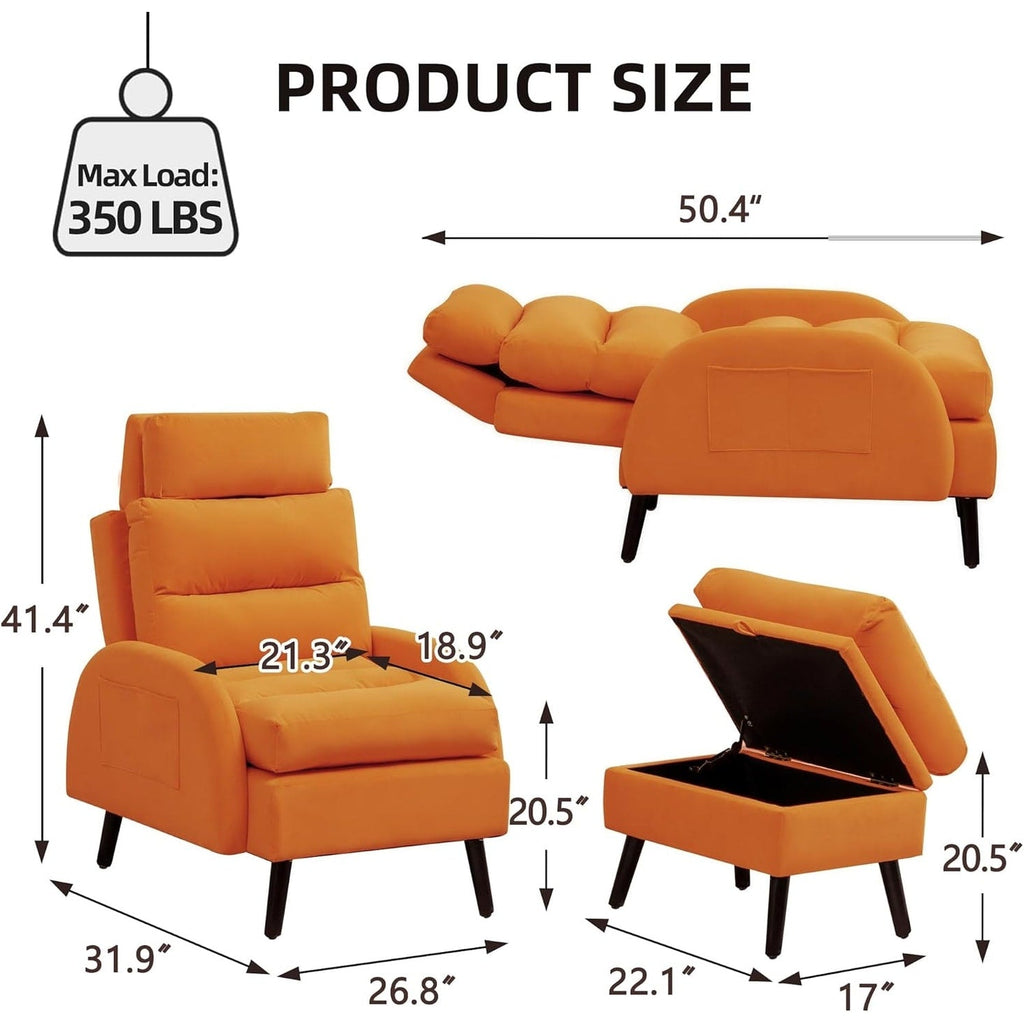 Poltrona lounge HOMYKA con schienale regolabile e pouf contenitore