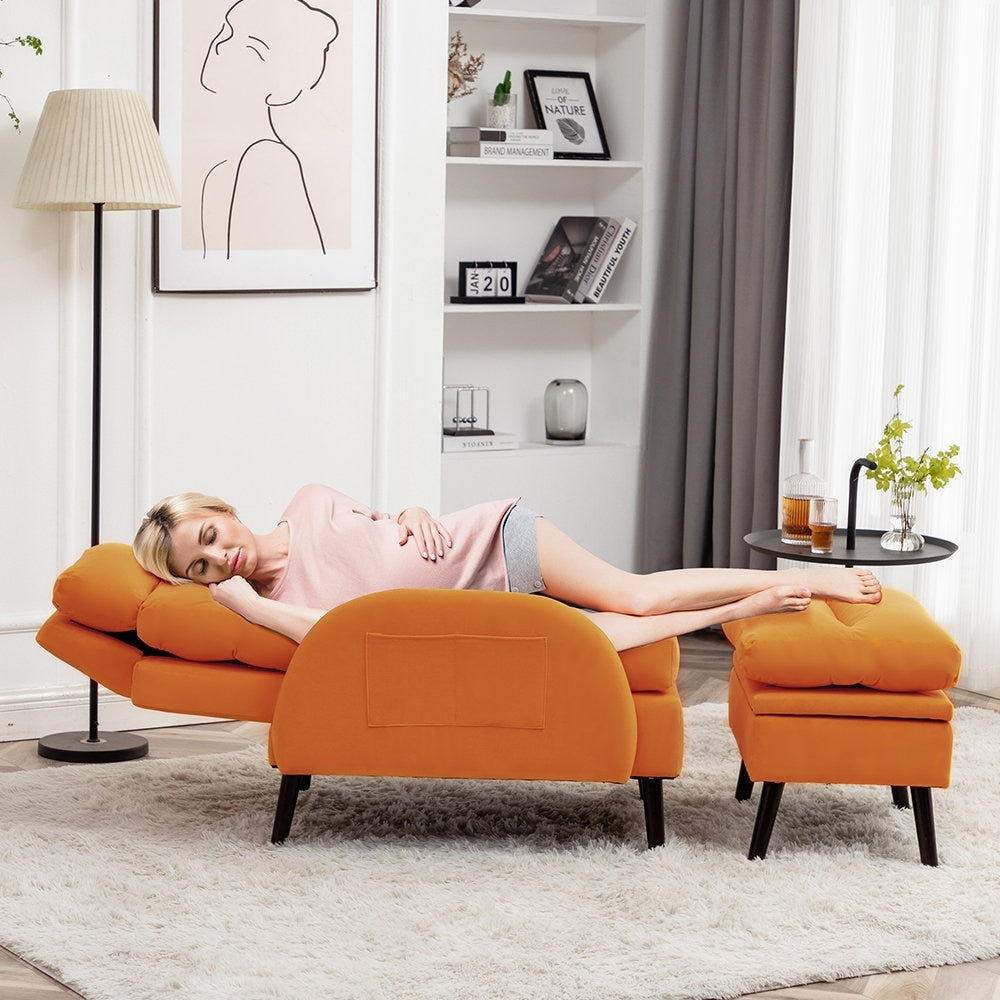 Poltrona lounge HOMYKA con schienale regolabile e pouf contenitore