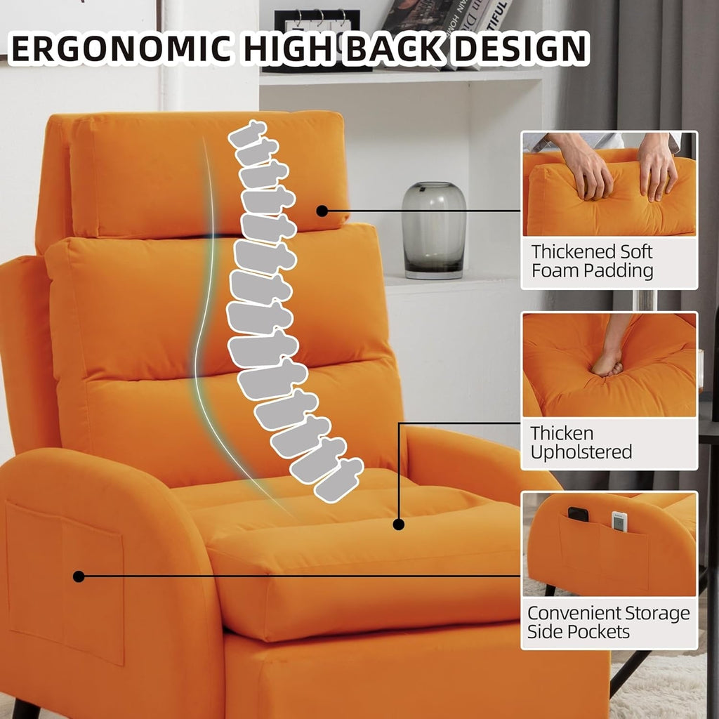 Poltrona lounge HOMYKA con schienale regolabile e pouf contenitore