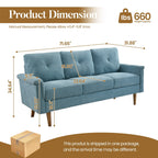 Divano imbottito HOOOWOOO Mid-Century a 3 posti con gambe in legno per soggiorno