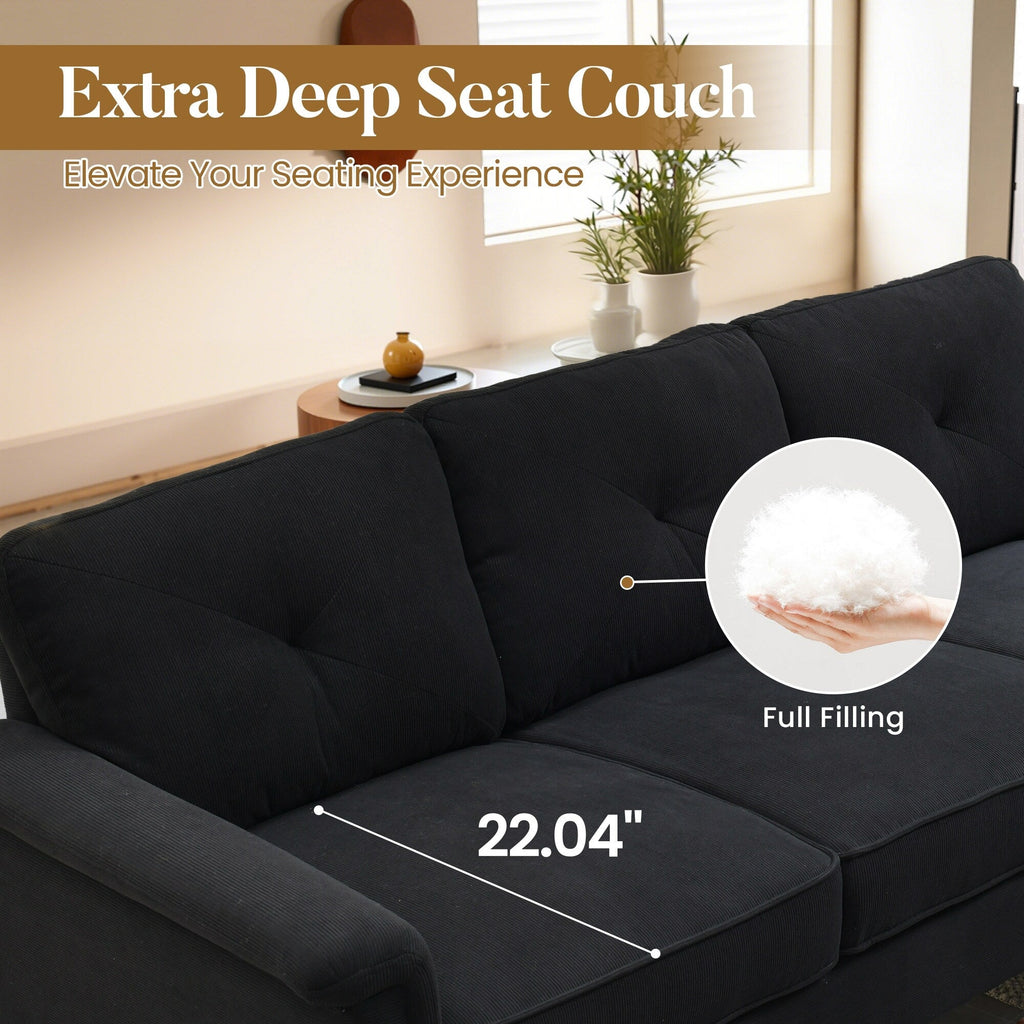 Divano imbottito HOOOWOOO Mid-Century a 3 posti con gambe in legno per soggiorno