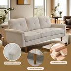 Divano imbottito HOOOWOOO Mid-Century a 3 posti con gambe in legno per soggiorno