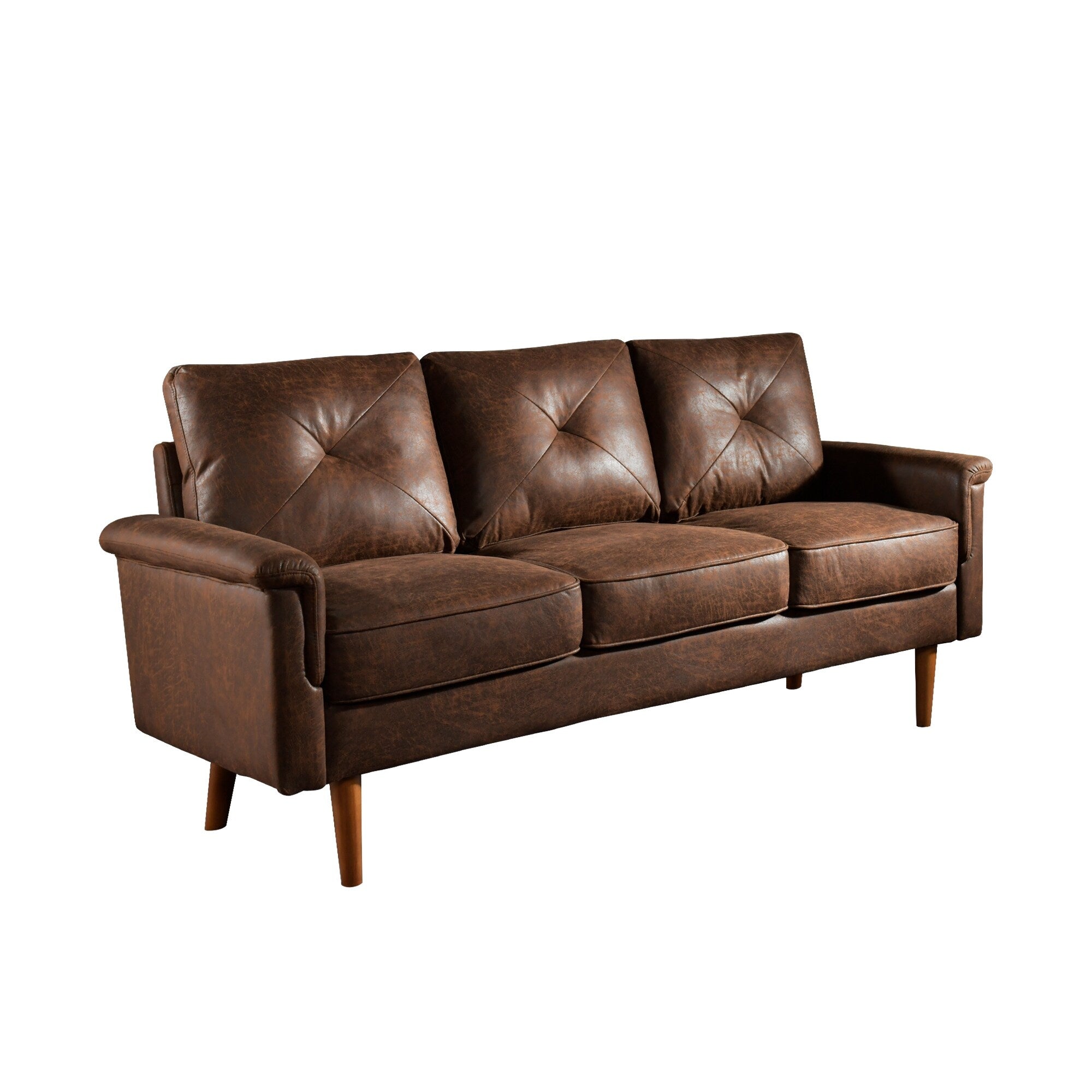 Divano imbottito HOOOWOOO Mid-Century a 3 posti con gambe in legno per soggiorno