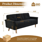 Divano imbottito HOOOWOOO Mid-Century a 3 posti con gambe in legno per soggiorno