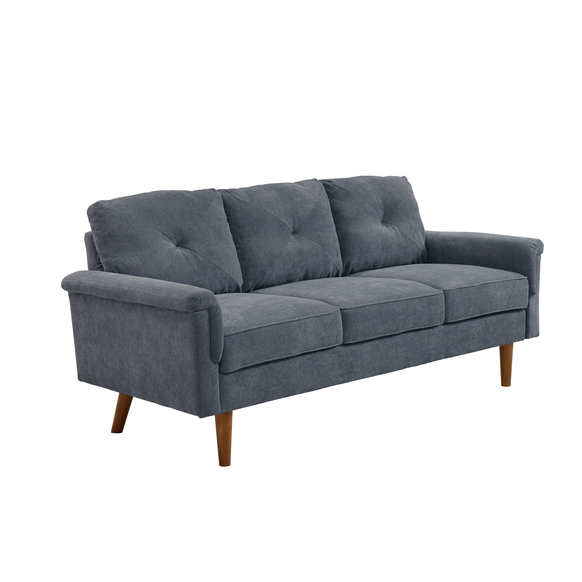 Divano imbottito HOOOWOOO Mid-Century a 3 posti con gambe in legno per soggiorno
