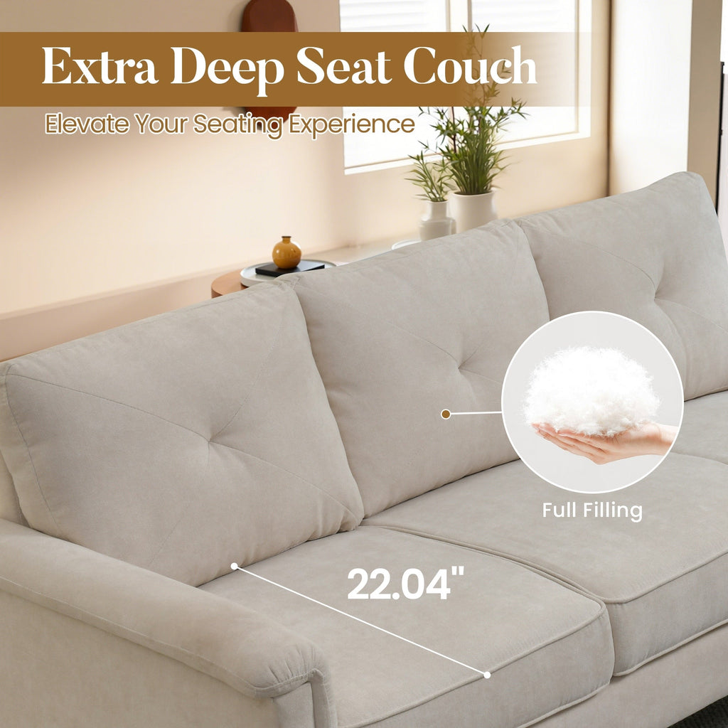 Divano imbottito HOOOWOOO Mid-Century a 3 posti con gambe in legno per soggiorno