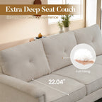 Divano imbottito HOOOWOOO Mid-Century a 3 posti con gambe in legno per soggiorno