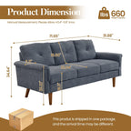 Divano imbottito HOOOWOOO Mid-Century a 3 posti con gambe in legno per soggiorno