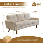 Divano imbottito HOOOWOOO Mid-Century a 3 posti con gambe in legno per soggiorno