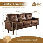 Divano imbottito HOOOWOOO Mid-Century a 3 posti con gambe in legno per soggiorno