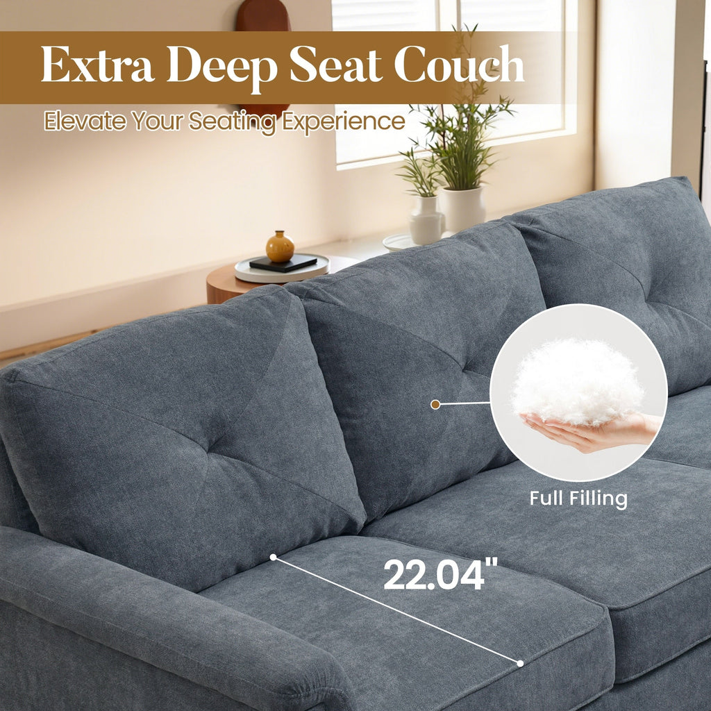 Divano imbottito HOOOWOOO Mid-Century a 3 posti con gambe in legno per soggiorno
