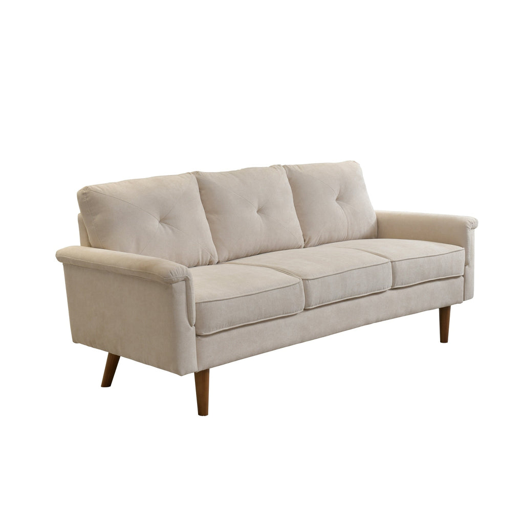 Divano imbottito HOOOWOOO Mid-Century a 3 posti con gambe in legno per soggiorno