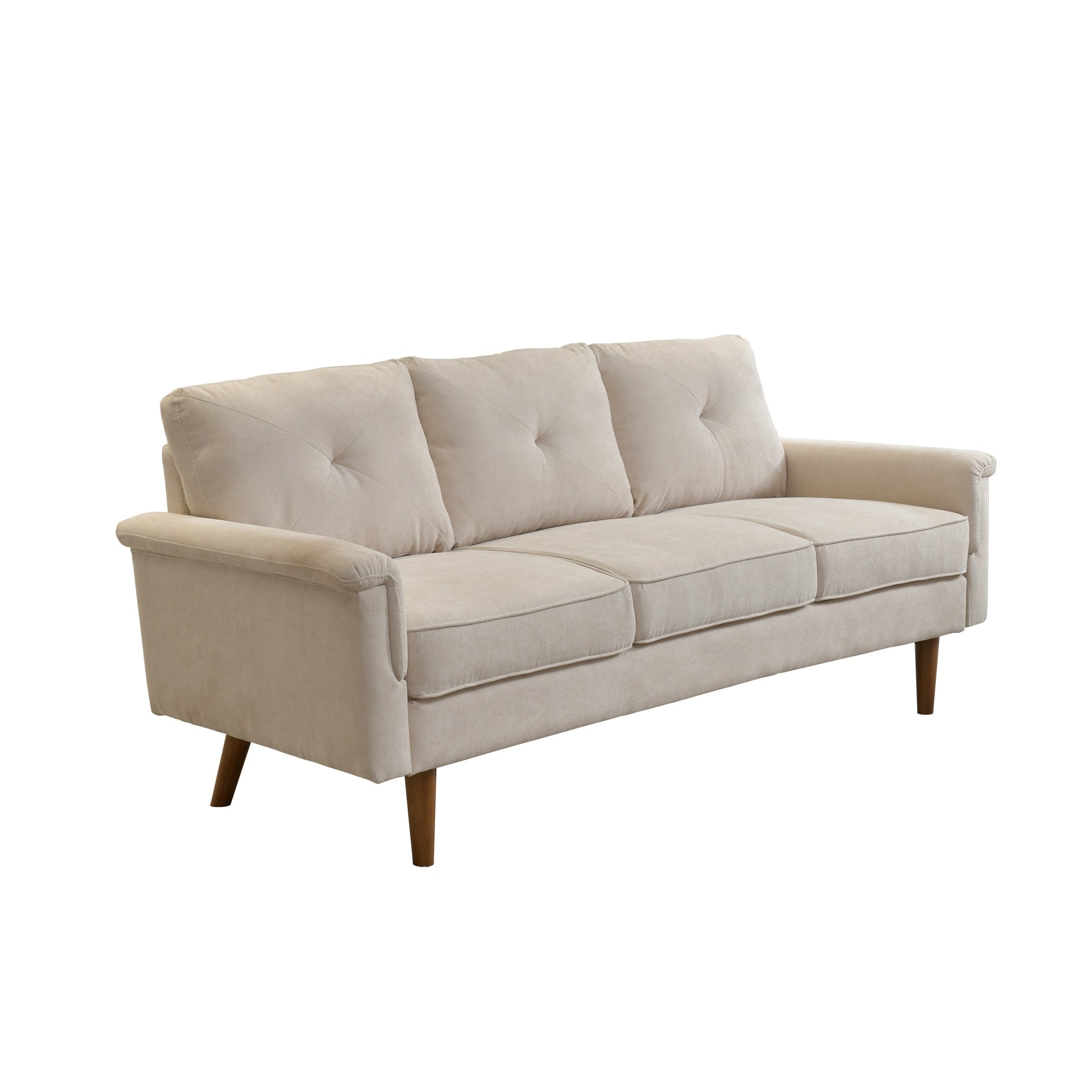 Divano imbottito HOOOWOOO Mid-Century a 3 posti con gambe in legno per soggiorno