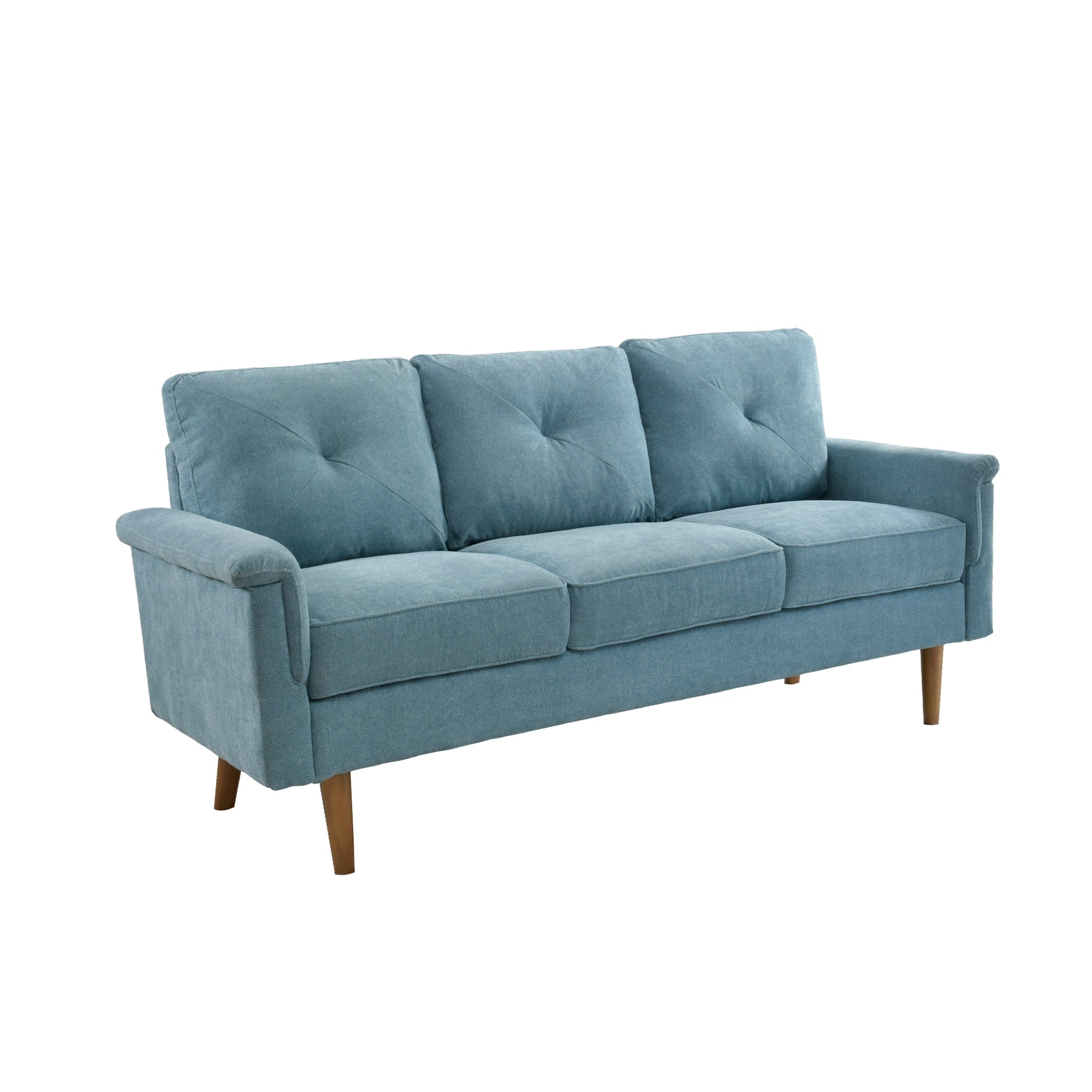 Divano imbottito HOOOWOOO Mid-Century a 3 posti con gambe in legno per soggiorno