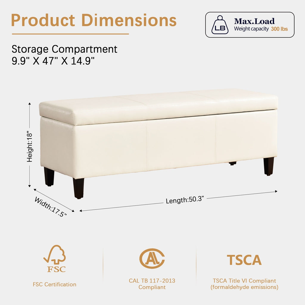 Pouf contenitore rettangolare imbottito 50,3 x 17,50 x 18 in similpelle