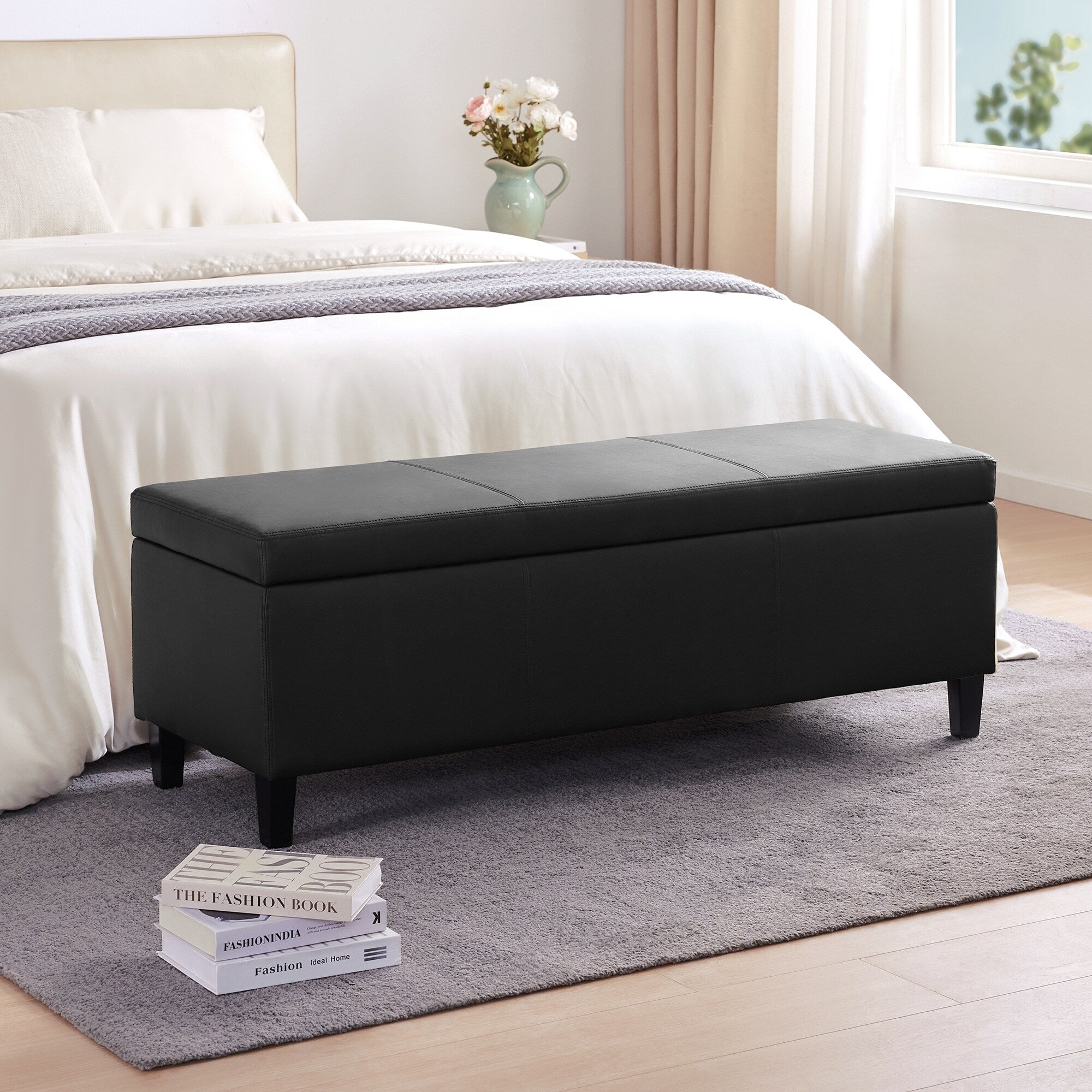 Pouf contenitore rettangolare imbottito 50,3 x 17,50 x 18 in similpelle