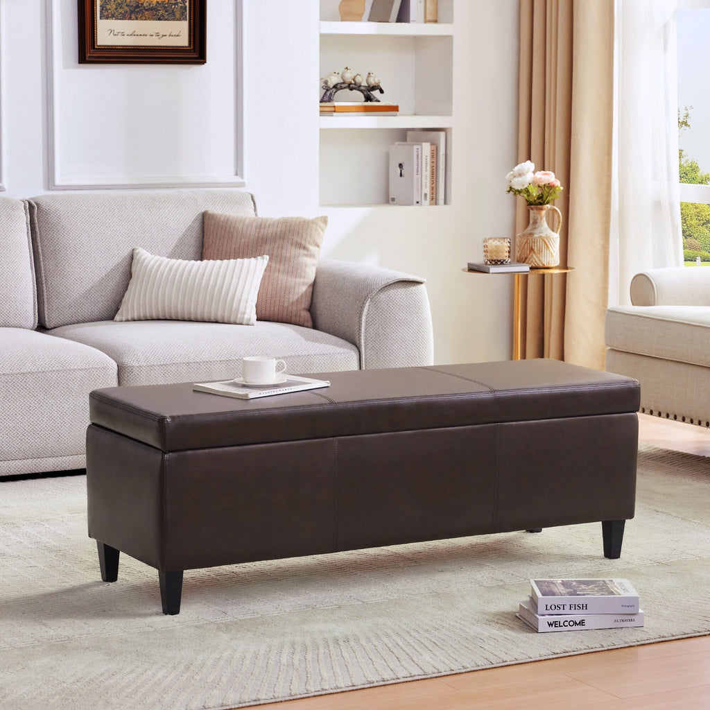 Pouf contenitore rettangolare imbottito 50,3 x 17,50 x 18 in similpelle