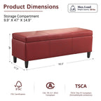 Pouf contenitore rettangolare imbottito 50,3 x 17,50 x 18 in similpelle