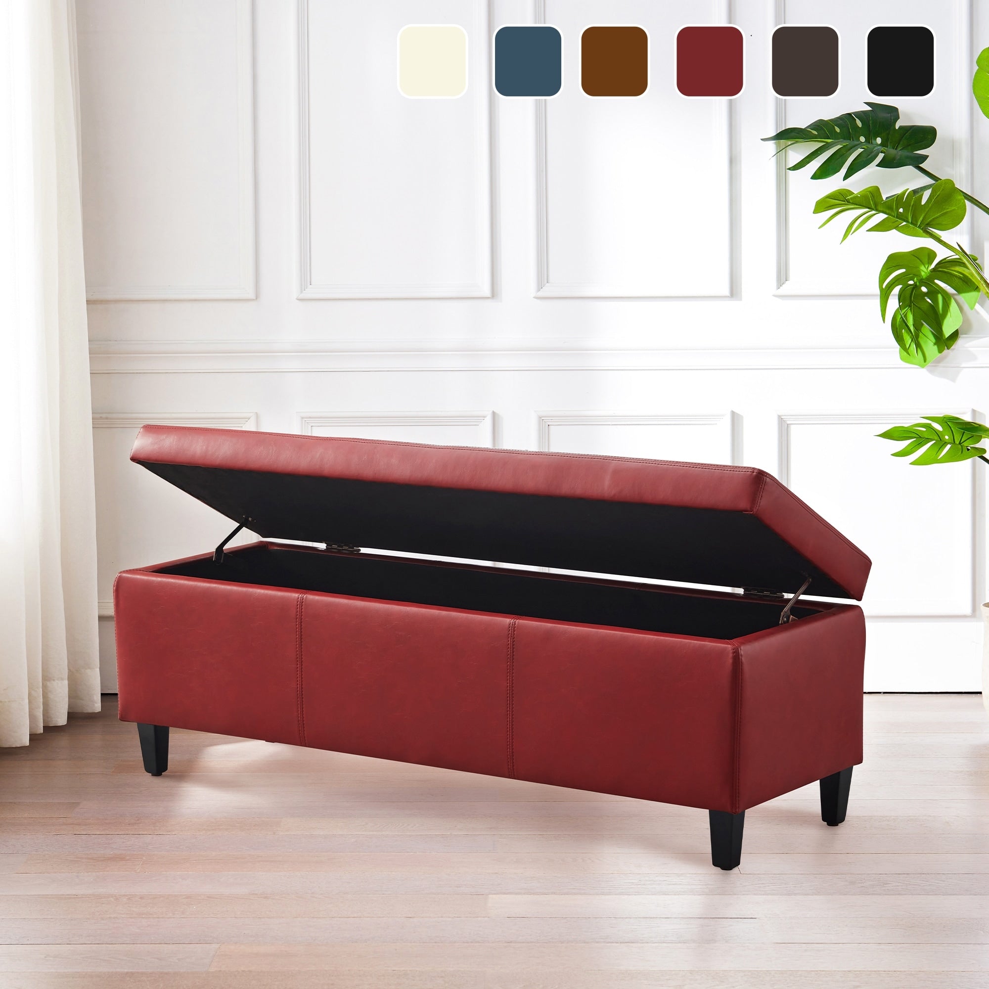Pouf contenitore rettangolare imbottito 50,3 x 17,50 x 18 in similpelle
