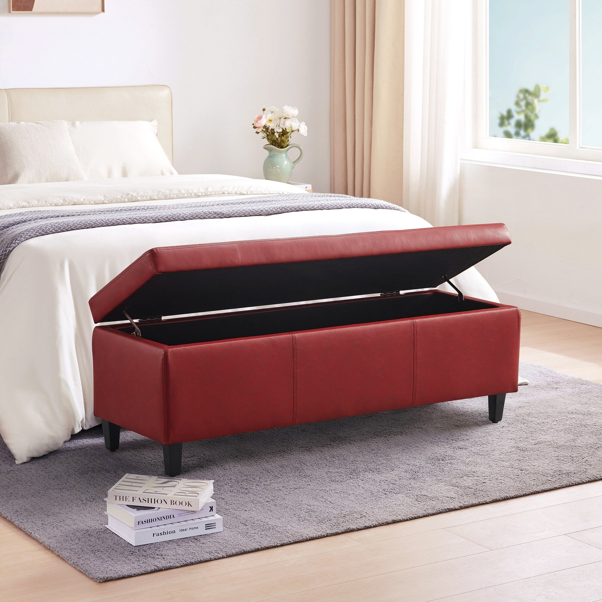 Pouf contenitore rettangolare imbottito 50,3 x 17,50 x 18 in similpelle