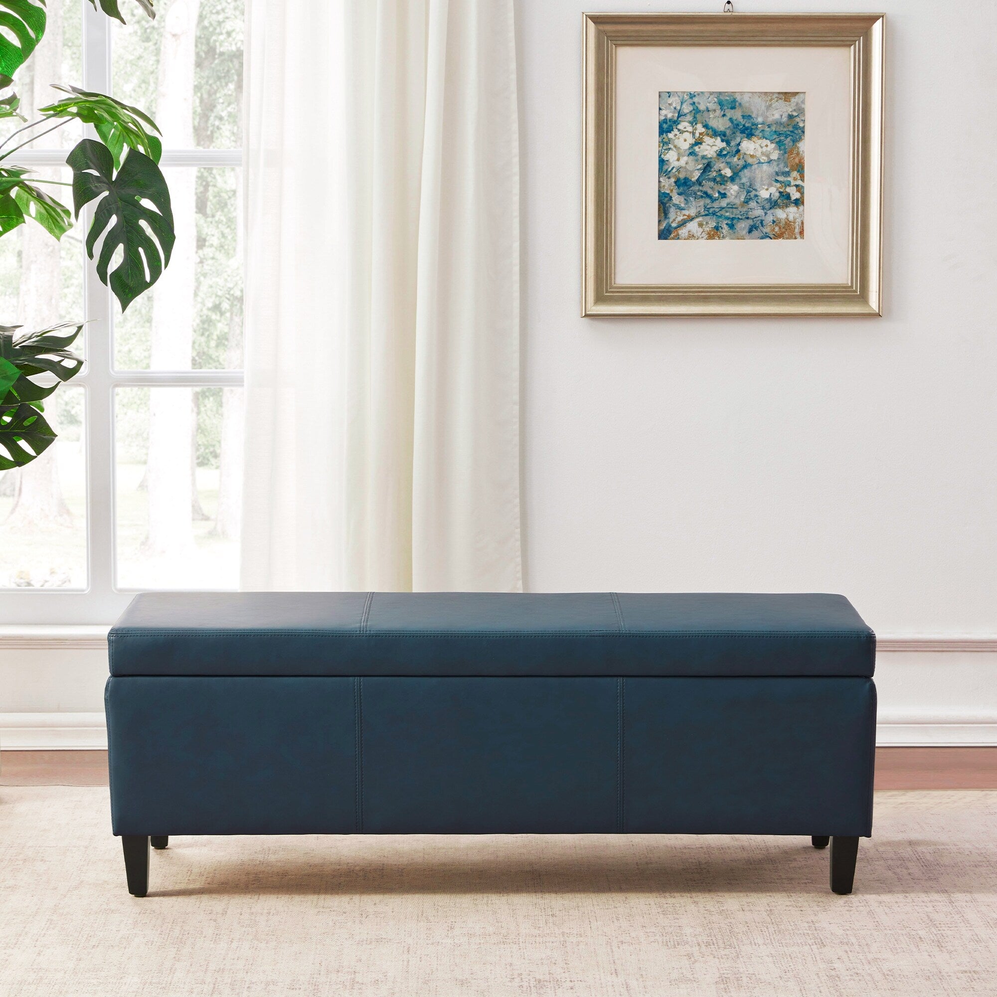 Pouf contenitore rettangolare imbottito 50,3 x 17,50 x 18 in similpelle
