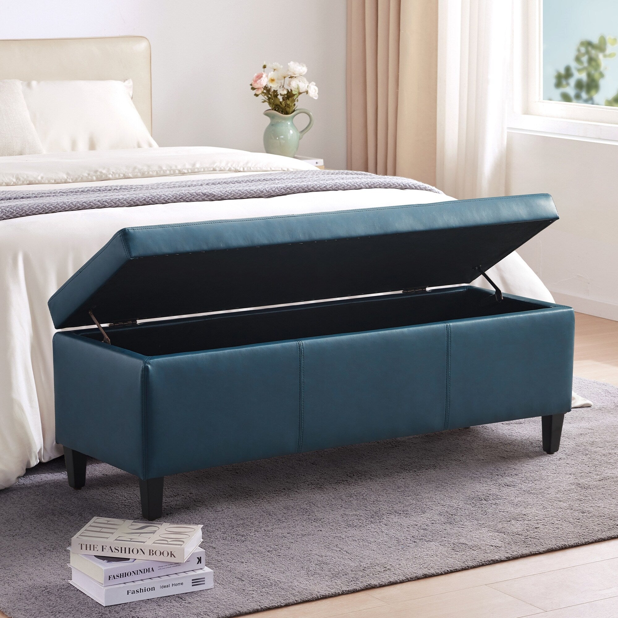 Pouf contenitore rettangolare imbottito 50,3 x 17,50 x 18 in similpelle