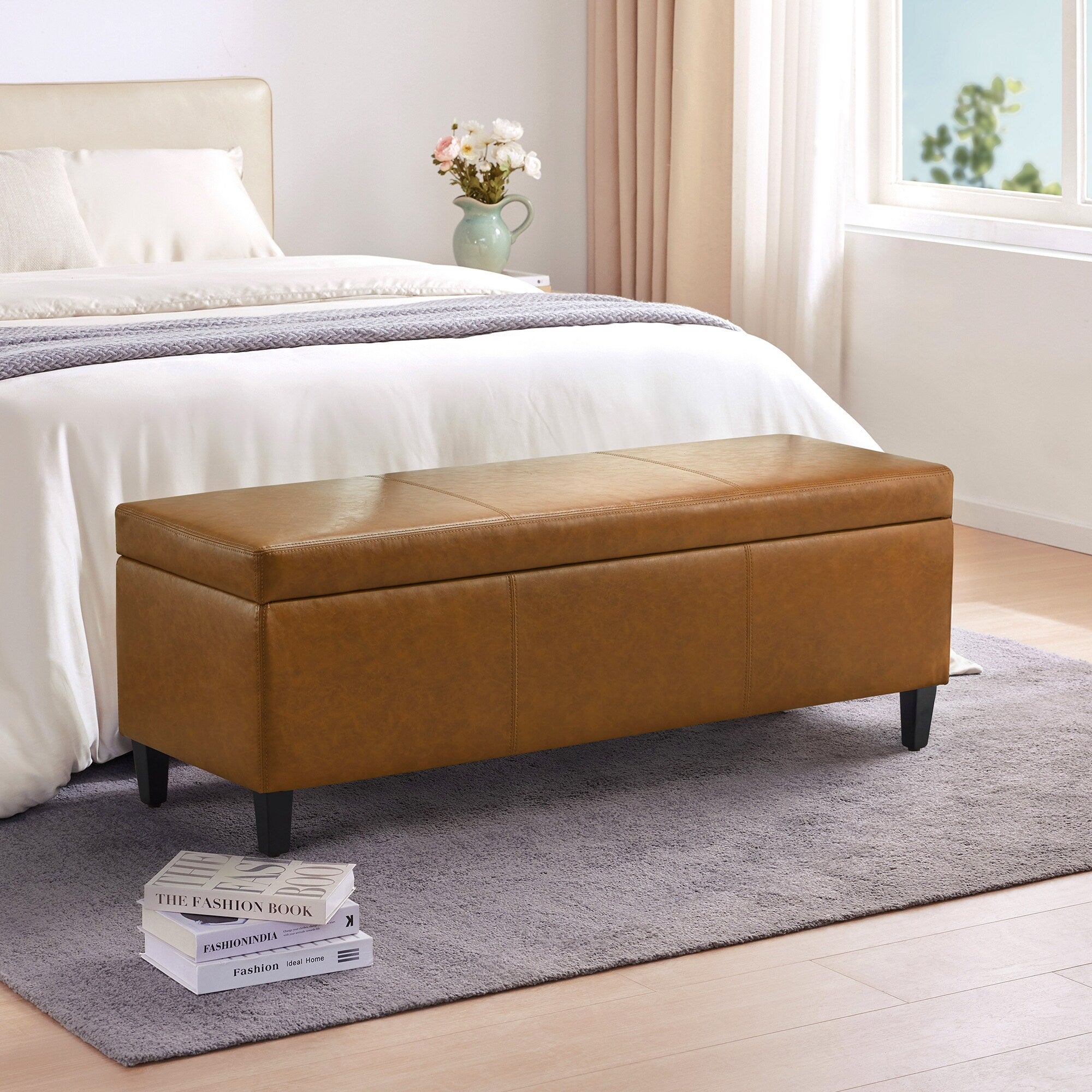 Pouf contenitore rettangolare imbottito 50,3 x 17,50 x 18 in similpelle
