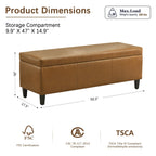 Pouf contenitore rettangolare imbottito 50,3 x 17,50 x 18 in similpelle