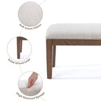Panca da ingresso imbottita in tessuto, panca da camera da letto per la parte inferiore del letto beige, in legno massello da 44 pollici