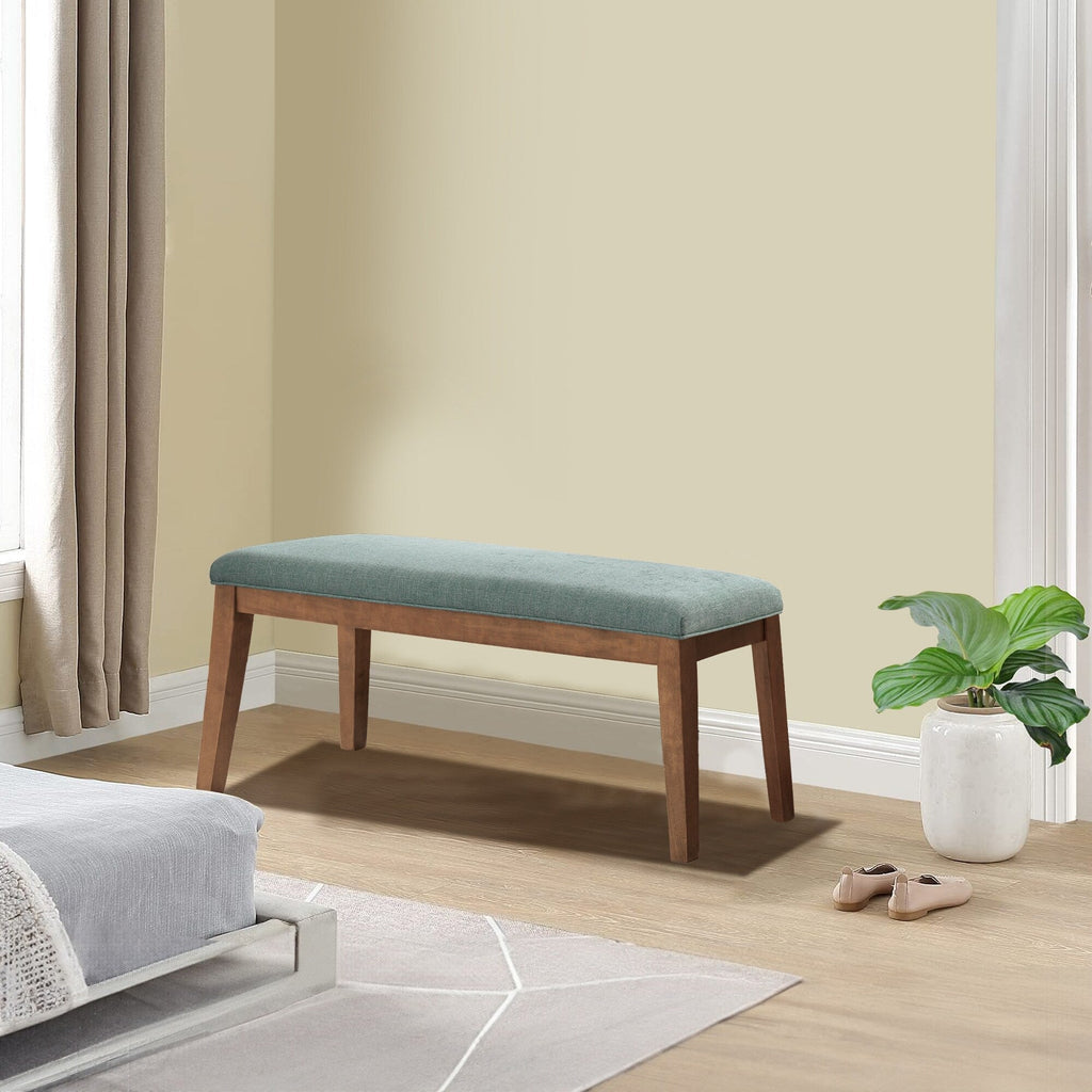 Panca da ingresso imbottita in tessuto, panca da camera da letto per la parte inferiore del letto beige, in legno massello da 44 pollici