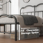 Telaio per letto in metallo resistente da 14 pollici con stile vintage, supporta fino a 2500 libbre, facile da montare e senza cigolii
