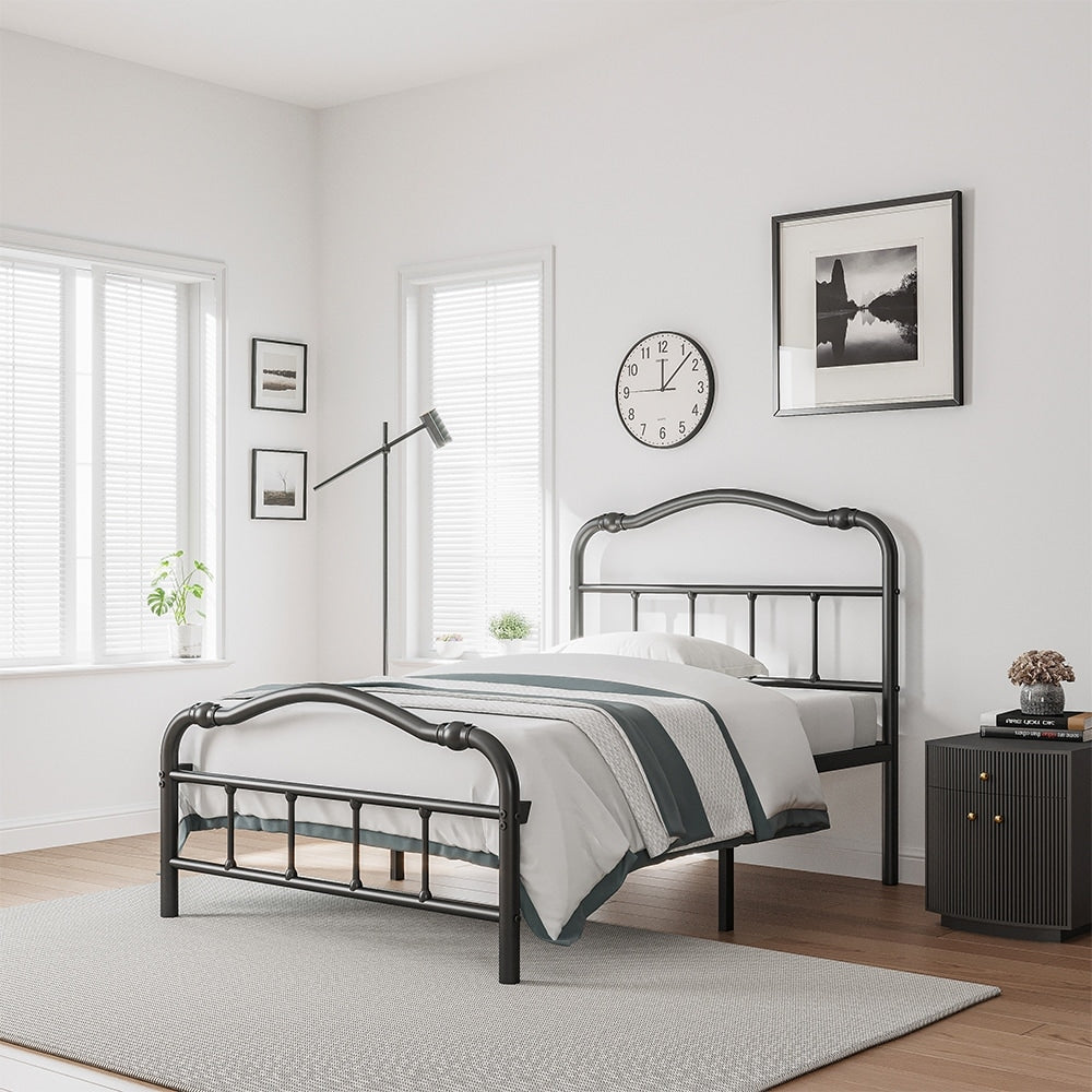 Telaio per letto in metallo resistente da 14 pollici con stile vintage, supporta fino a 2500 libbre, facile da montare e senza cigolii
