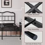 Telaio per letto in metallo resistente da 14 pollici con stile vintage, supporta fino a 2500 libbre, facile da montare e senza cigolii